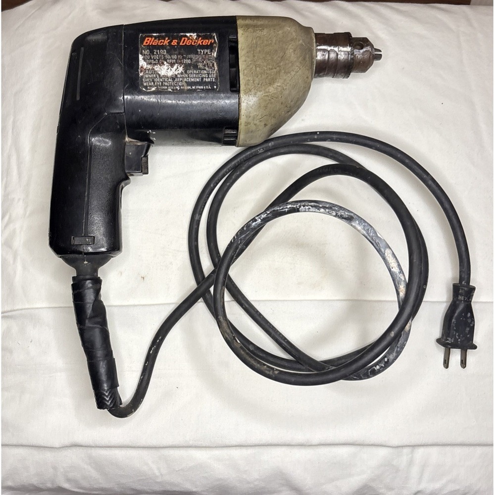 Black & Decker Power Drill Unisex OS Black Good Vintage 7190 3/8 Chuck 1200 RPM